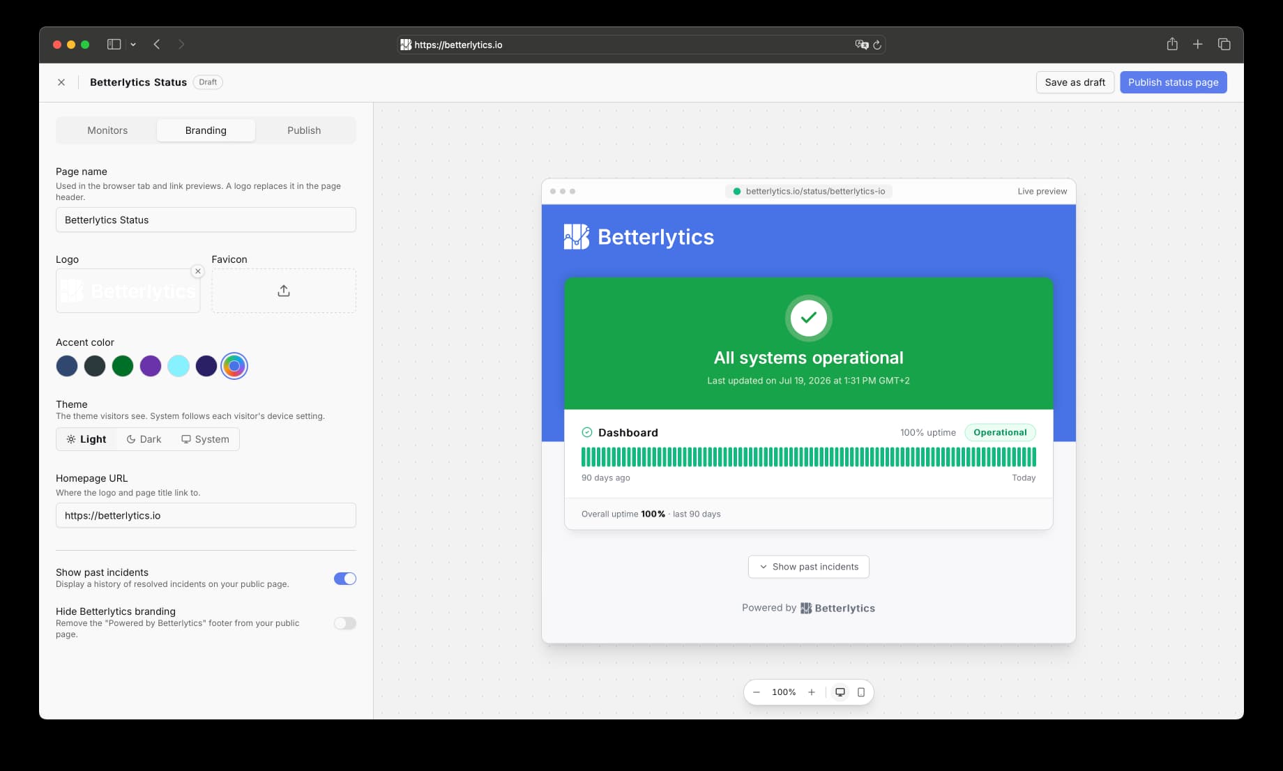 Status Page Studio with Live Preview